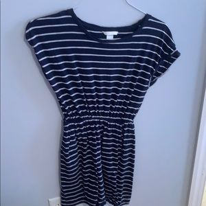 h&m basics navy and white striped dress